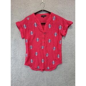 Coldwater Creek Crimson Patterned Blouse